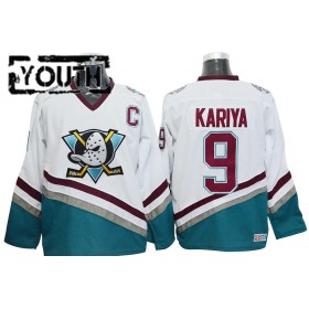 Dětské Hokejový Dres Anaheim Ducks Mighty Ducks Paul Kariya 9 CCM Throwback Bílý Authentic